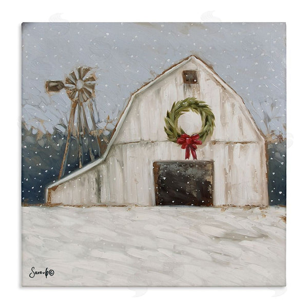 stupell industries Sara G. Designs | Winter Barn with Snowflakes Wall Art