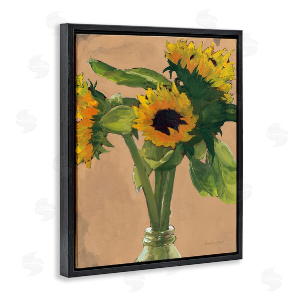 Stupell Industries Sara Zieve Miller | Blushing Sunflower Stalks Flower Vase Glass Bottle Wall Art