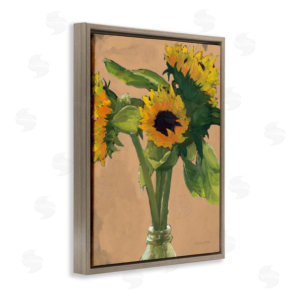 Stupell Industries Sara Zieve Miller | Blushing Sunflower Stalks Flower Vase Glass Bottle Wall Art