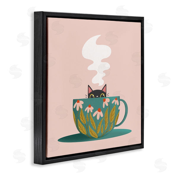Stupell Industries Sarah Hickman | Cat Peeking Over Teacup