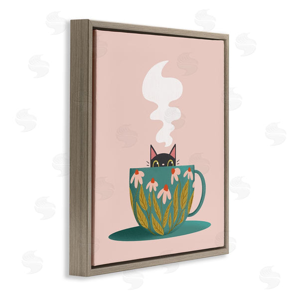 Stupell Industries Sarah Hickman | Cat Peeking Over Teacup