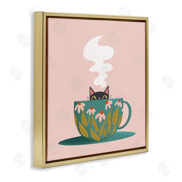 Stupell Industries Sarah Hickman | Cat Peeking Over Teacup
