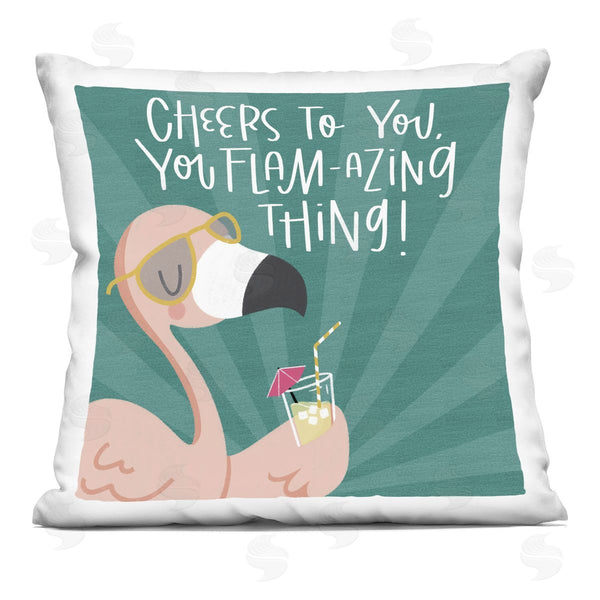 stupell industries Sarah Hickman | Cheers To You Flamazing Printed Throw Pillow