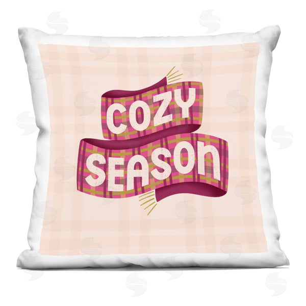 stupell industries Sarah Hickman | Cozy Season Scarf on Plaid Printed Throw Pillow