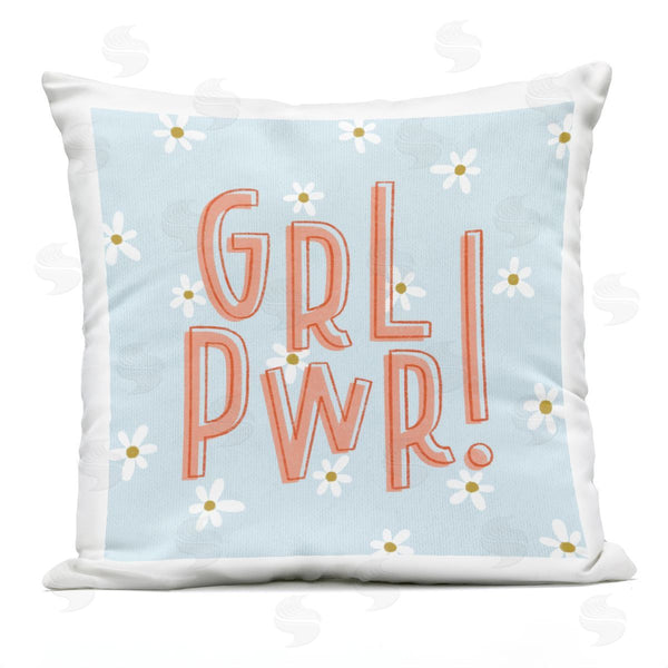 Stupell Industries Sarah Hickman | Girl Power With Daisy Patterns Printed Throw Pillow