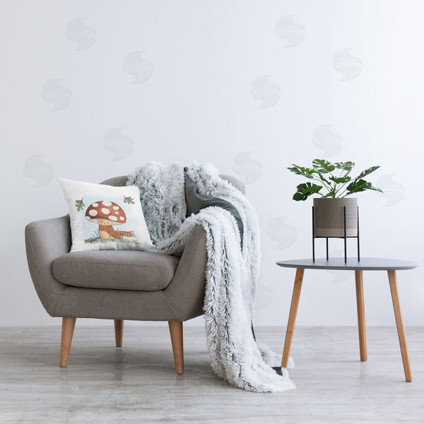 Stupell Industries Sarah Hickman | Happy Mushroom In Scarf Printed Throw Pillow