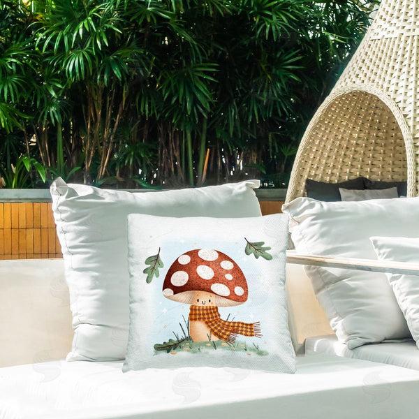 Stupell Industries Sarah Hickman | Happy Mushroom In Scarf Printed Throw Pillow