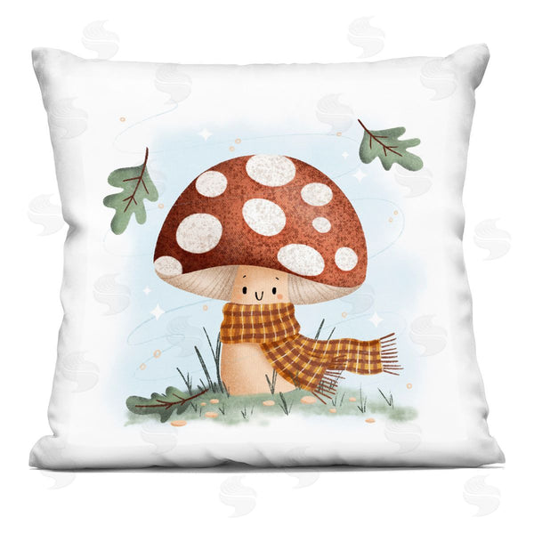 stupell industries Sarah Hickman | Happy Mushroom in Scarf Printed Throw Pillow