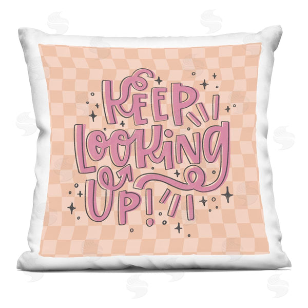 stupell industries Sarah Hickman | Keep Looking Up on Checkered Printed Throw Pillow