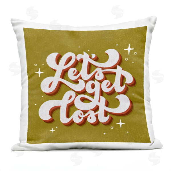 Stupell Industries Sarah Hickman | Let's Get Lost Retro Lettering Printed Throw Pillow