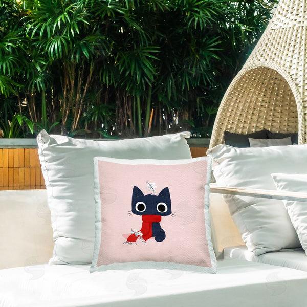 Stupell Industries Sarah Hickman | Little Kitten In Scarf Printed Throw Pillow