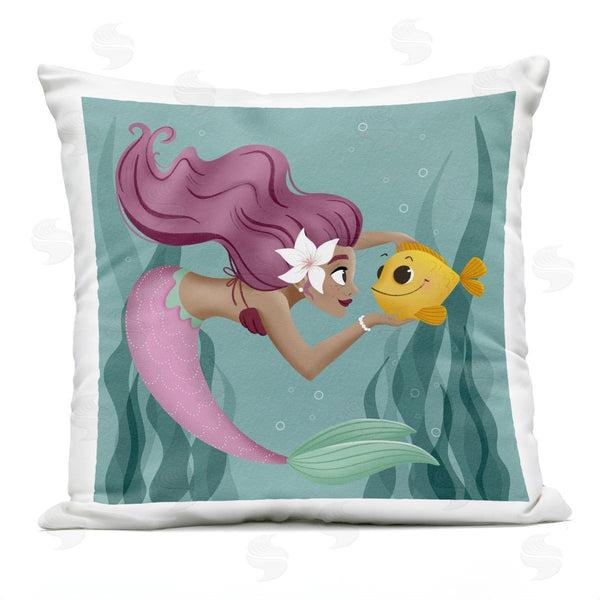 Stupell Industries Sarah Hickman | Mermaid & Fish Friends Printed Throw Pillow