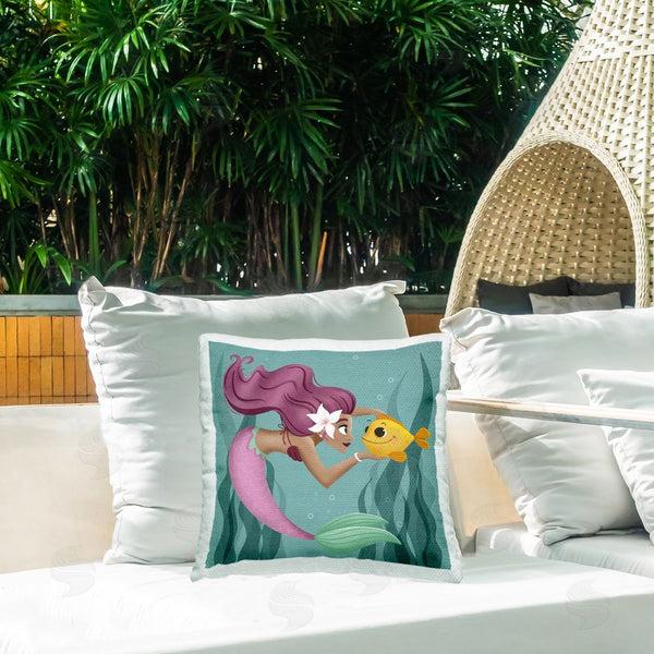 Stupell Industries Sarah Hickman | Mermaid & Fish Friends Printed Throw Pillow