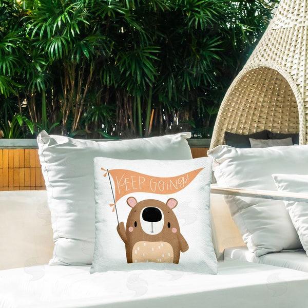Stupell Industries Sarah Hickman | Motivational Bear Keep Going Printed Throw Pillow