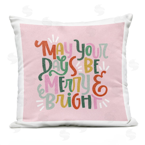 Stupell Industries Sarah Hickman | Pastel Merry & Bright Phrase Printed Throw Pillow