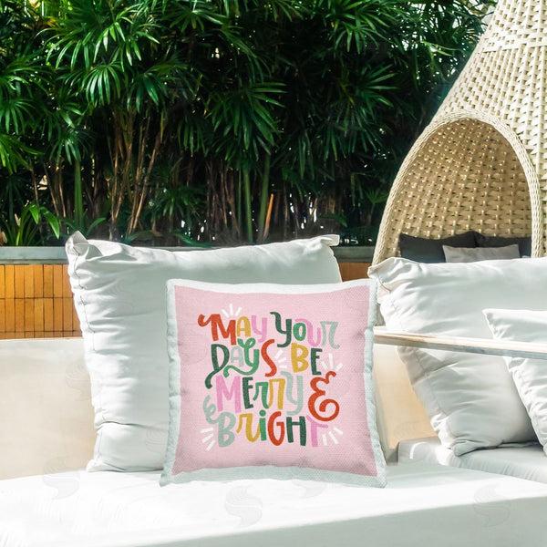 Stupell Industries Sarah Hickman | Pastel Merry & Bright Phrase Printed Throw Pillow