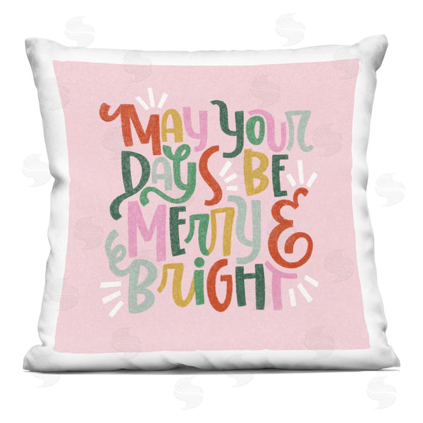 stupell industries Sarah Hickman | Pastel Merry & Bright Phrase Printed Throw Pillow