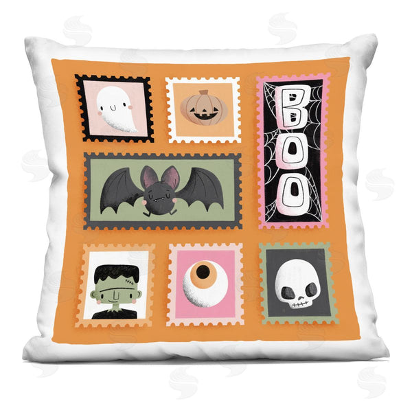 stupell industries Sarah Hickman | Spooky Cute Halloween Stamps Printed Throw Pillow