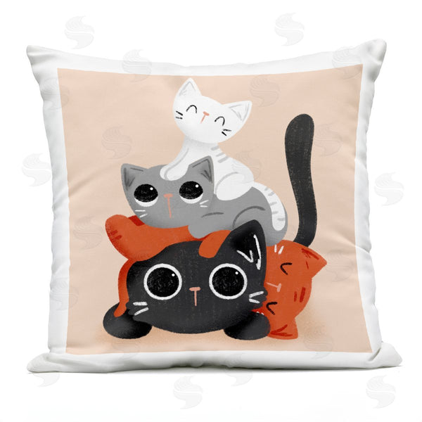 Stupell Industries Sarah Hickman | Stacked Cats Pile Printed Throw Pillow
