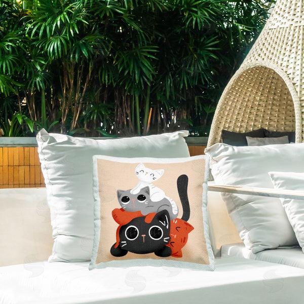 Stupell Industries Sarah Hickman | Stacked Cats Pile Printed Throw Pillow