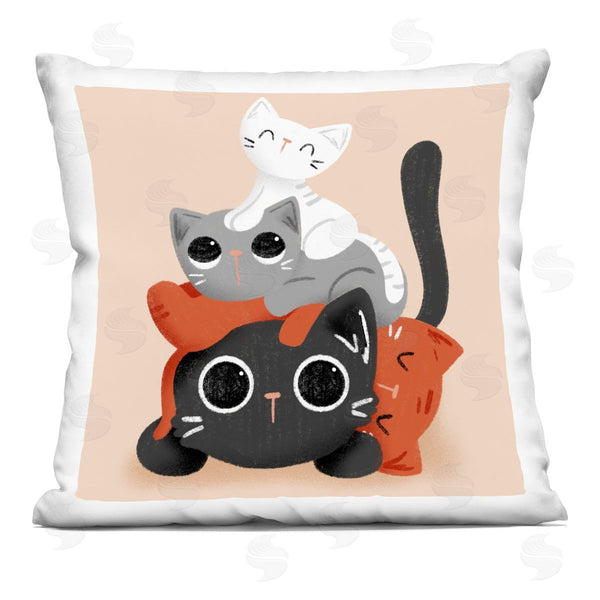 stupell industries Sarah Hickman | Stacked Cats Pile Printed Throw Pillow