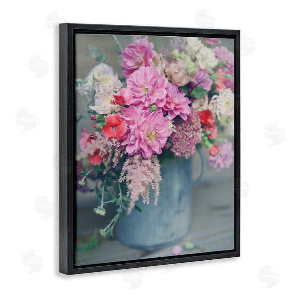 Stupell Industries Sarah Jane | Pink Floral Arrangement Soft Focus Grey Pot Wall Art