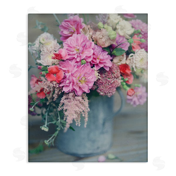 stupell industries Sarah Jane | Pink Floral Arrangement Soft Focus Grey Pot Wall Art