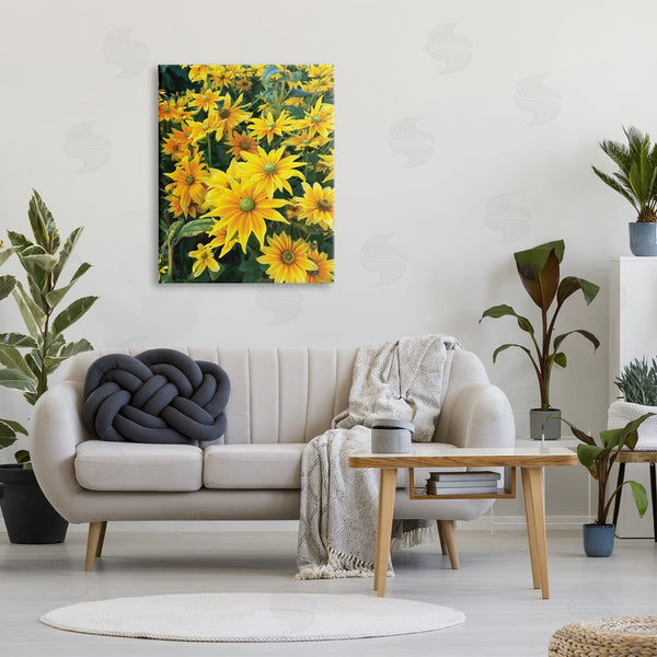 Stupell Industries Sarah Jane | Sunflower Field Blooming Green Bulbs Yellow Petals Wall Art