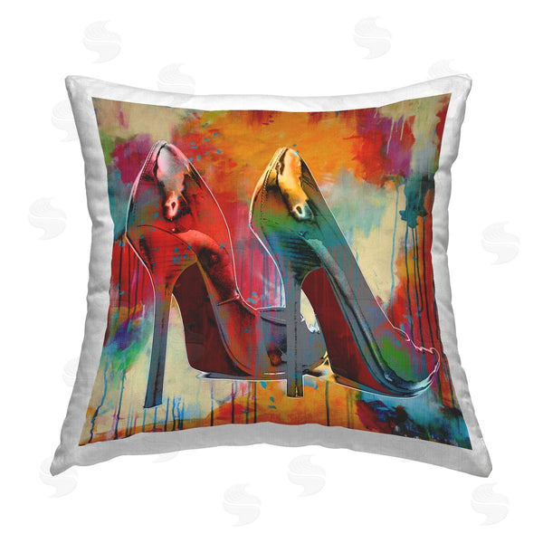 stupell industries Sarah McGuire | Glam Rainbow High Heels Shoes Printed Throw Pillow