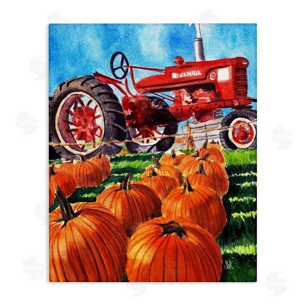 stupell industries Sarah Waldron Kimball | Autumn Tractor and Pumpkins