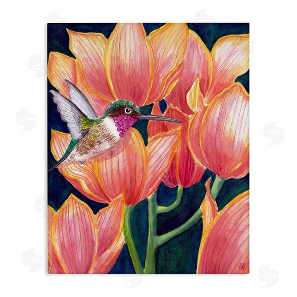 stupell industries Sarah Waldron Kimball | Hummingbird & Pink Tulips