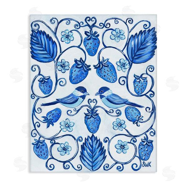 stupell industries Sarah Waldron Kimball | Strawberry Blue with Birds Wall Art