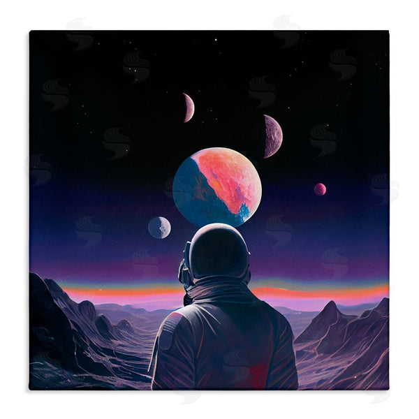 stupell industries Sasha | Astronaut & Purple Toned Terrain Wall Art