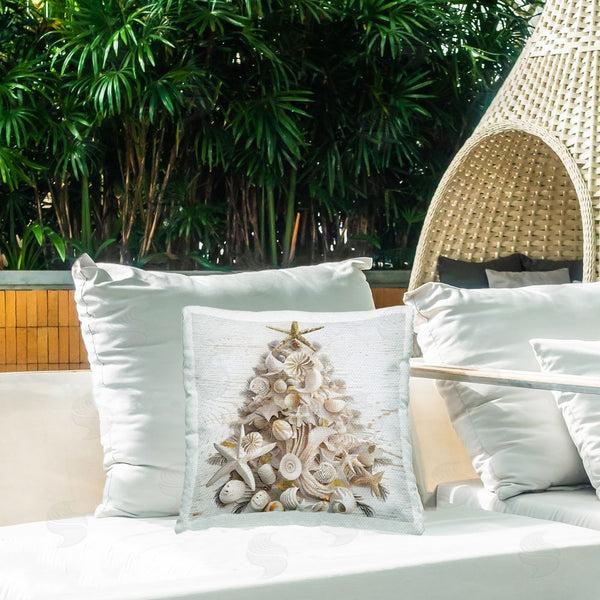 Stupell Industries Sasha | Beachy Shiplap Christmas Tree Printed Throw Pillow