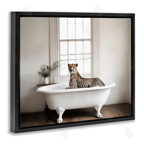 Stupell Industries Sasha | Big Cat Cheetah Bath Time Wall Art