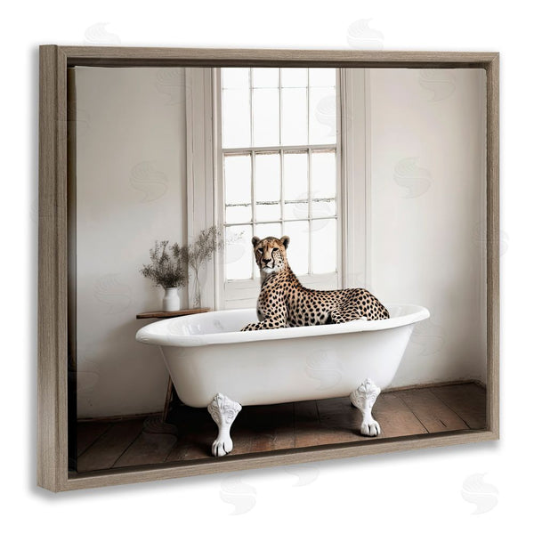Stupell Industries Sasha | Big Cat Cheetah Bath Time Wall Art