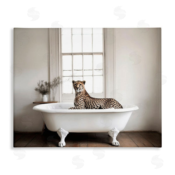 stupell industries Sasha | Big Cat Cheetah Bath Time Wall Art