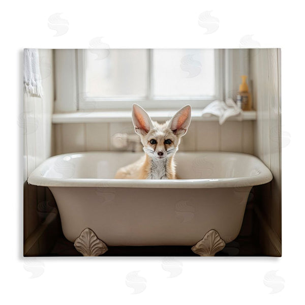 stupell industries Sasha | Big Ear Fox Bath Time Wall Art