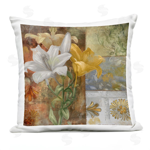 Stupell Industries Sasha | Blooming Lilies On Tile Pattern Printed Throw Pillow