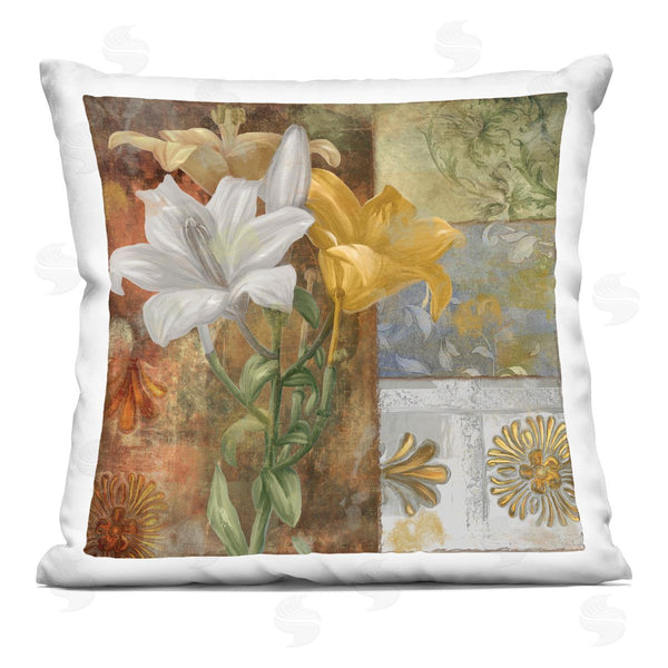 stupell industries Sasha | Blooming Lilies on Tile Pattern Printed Throw Pillow