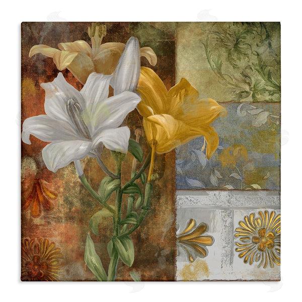 stupell industries Sasha | Blooming Lilies on Tile Pattern