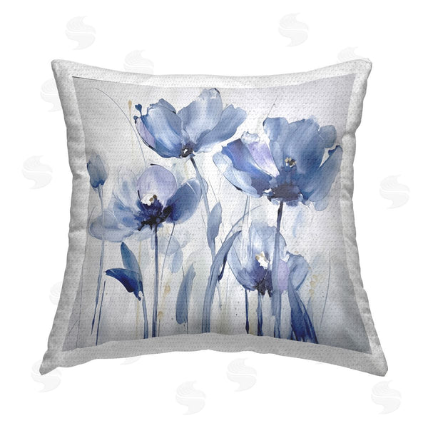 Stupell Industries Sasha | Blue Abstract Blooms Printed Throw Pillow