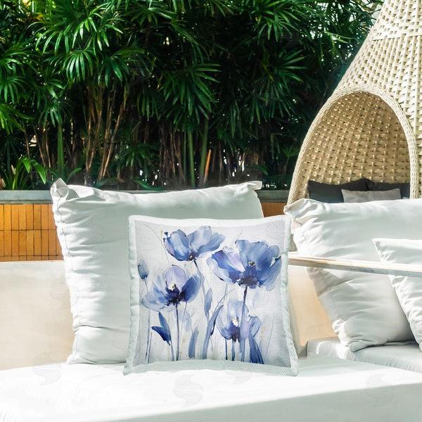 Stupell Industries Sasha | Blue Abstract Blooms Printed Throw Pillow
