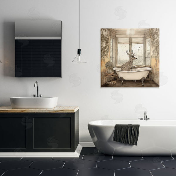 Stupell Industries Sasha | Buck With Antlers Bath Time Wall Art