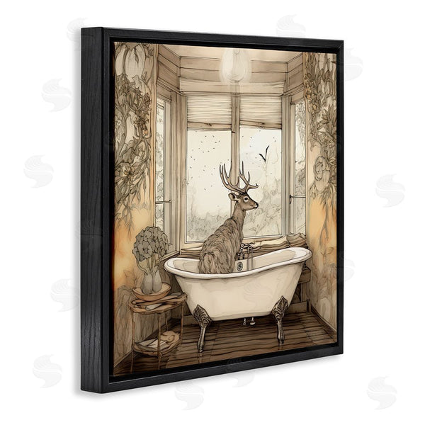 Stupell Industries Sasha | Buck With Antlers Bath Time Wall Art