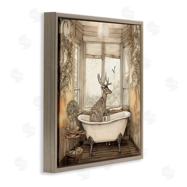 Stupell Industries Sasha | Buck With Antlers Bath Time Wall Art