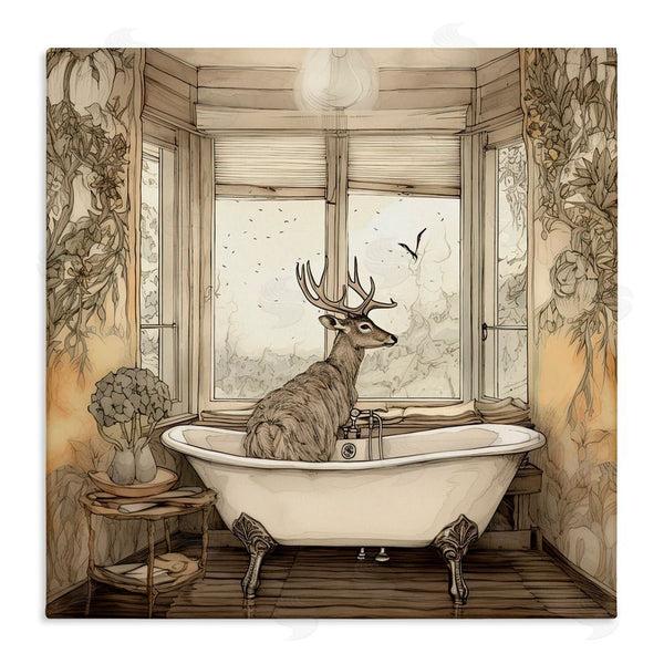 stupell industries Sasha | Buck with Antlers Bath Time Wall Art