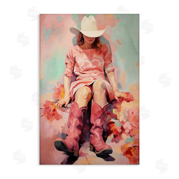 stupell industries Sasha | Cowgirl and Soft Florals Wall Art