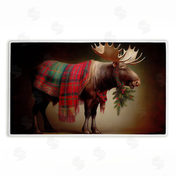stupell industries Sasha | Festive Moose with Plaid & Fir Plush Bath Mat