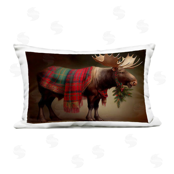 Stupell Industries Sasha | Festive Moose With Plaid Printed Throw Pillow